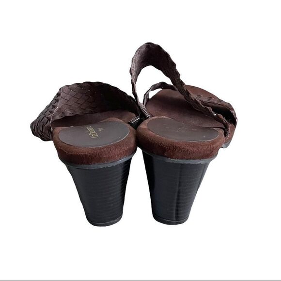 LIZ CLAIBORNE Woven Braided Leather Slip-On Wedge Sandals Shoes Brown 10 - Picture 7 of 10
